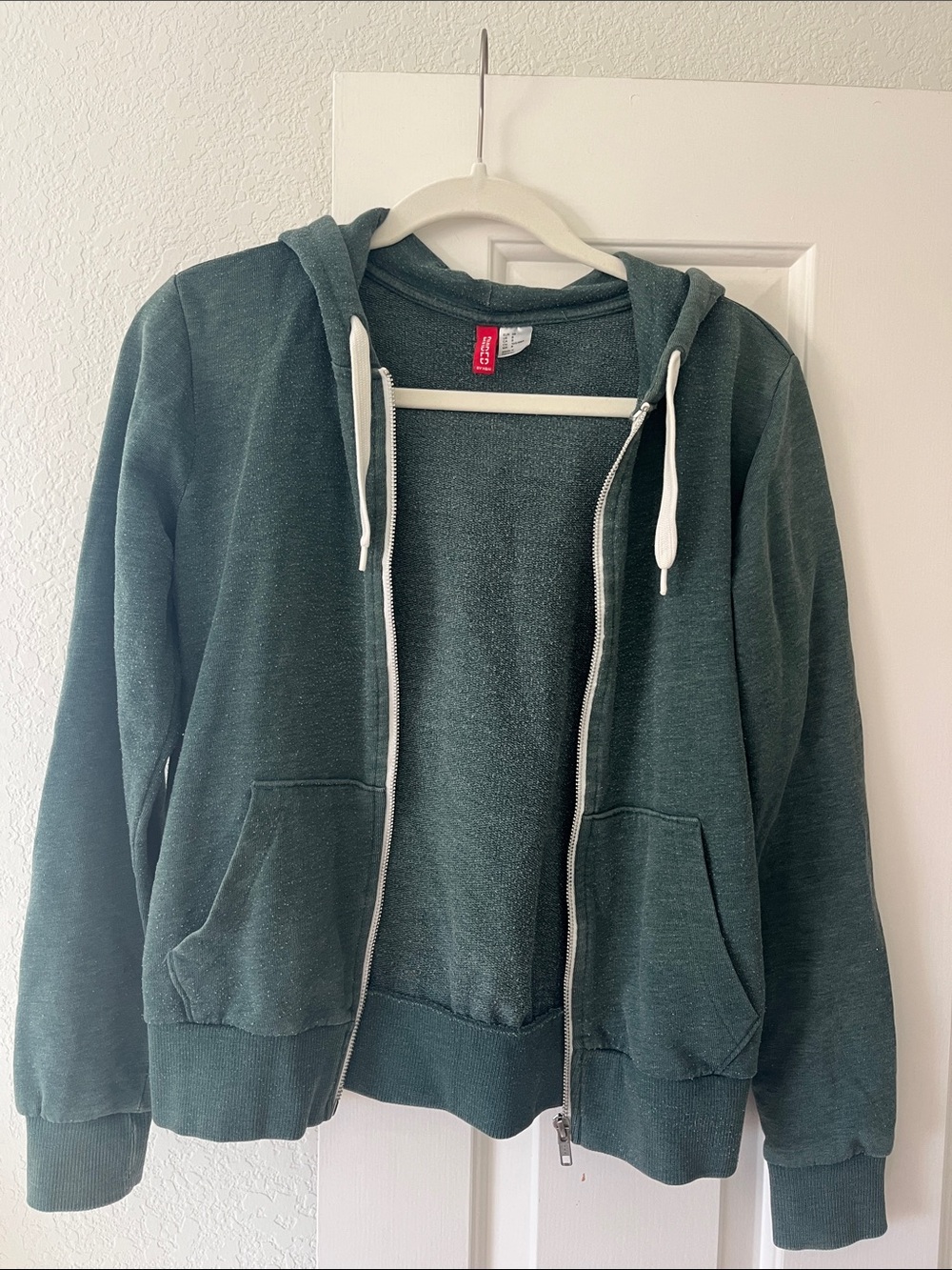H&M Dark Green Zip-Up Hooded Sweatshirt